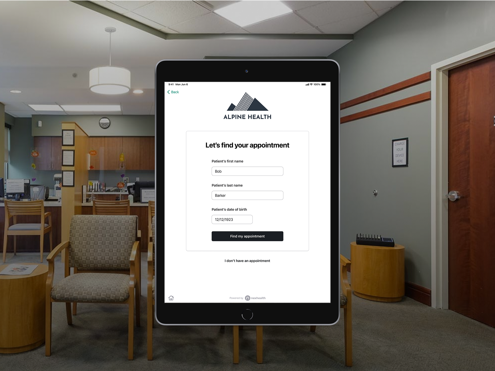 iPad self check-in kiosk